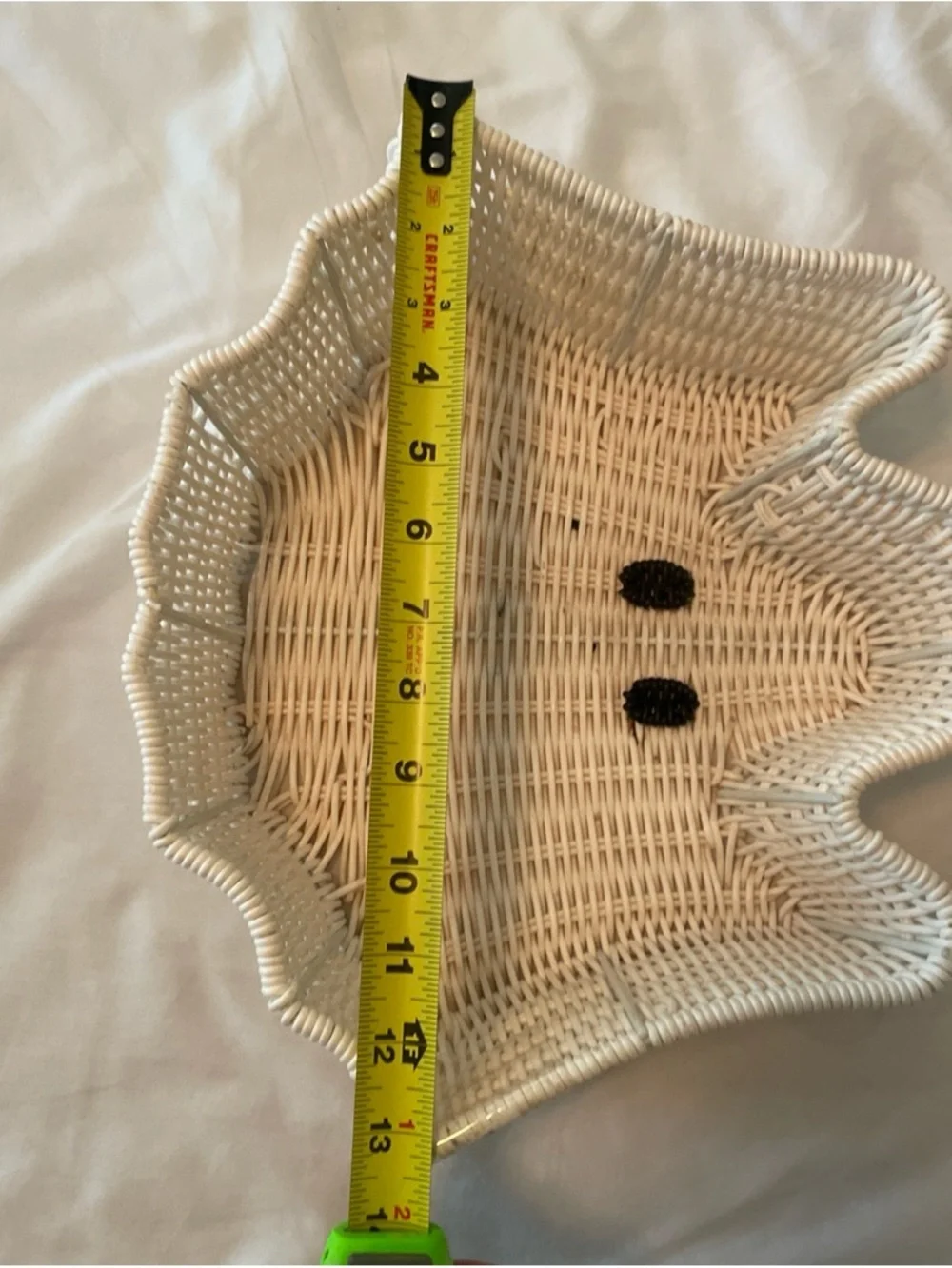 Ghost Woven Wicker Basket White Halloween Candy Bowl Tray Decor‎ 12in